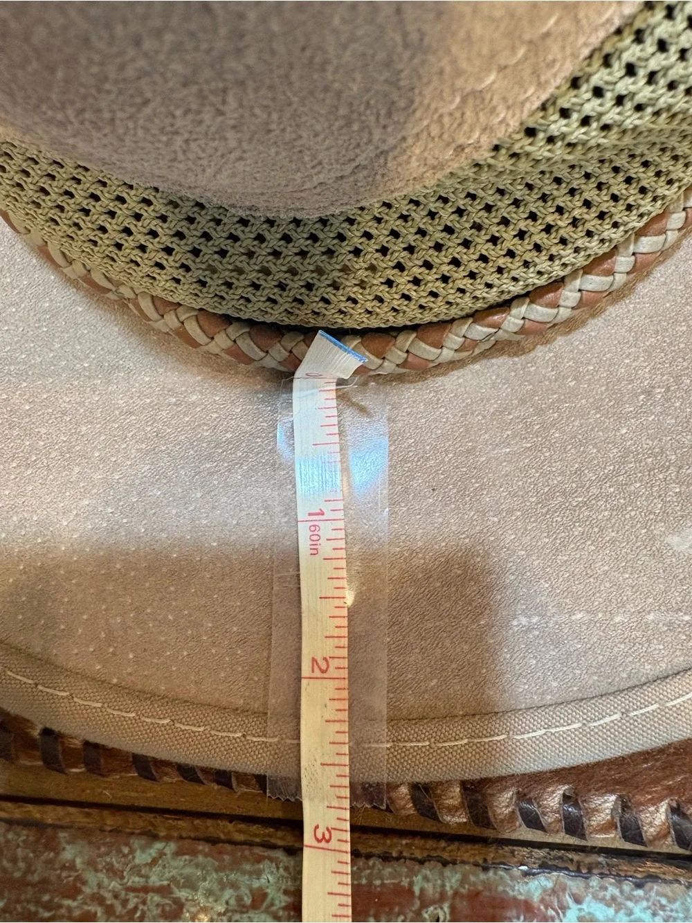 Vintage Taupe and Olive Suede Brim Hat - Picture 10 of 12